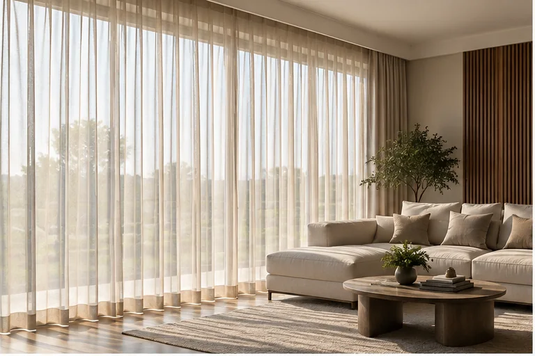 Sheer curtains in premium living room