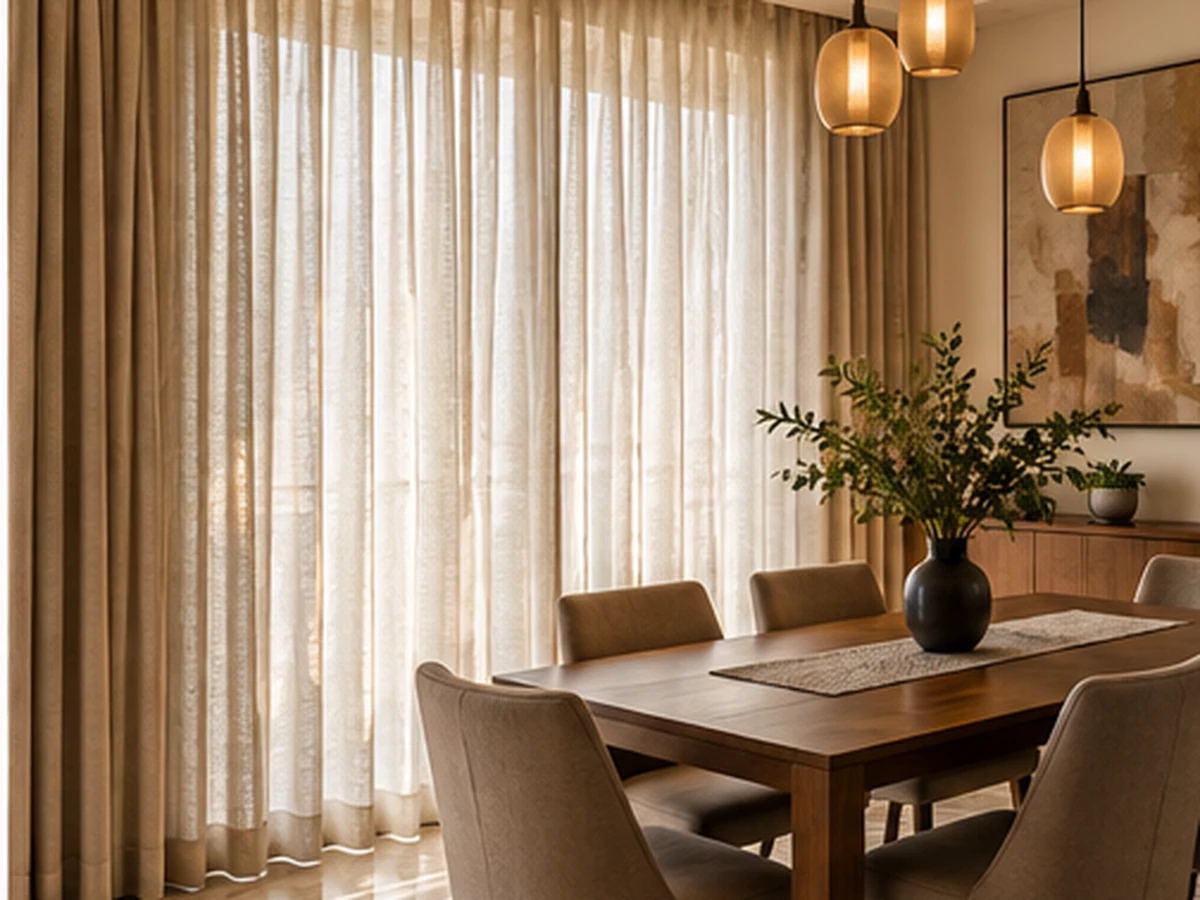 Layered curtains dining