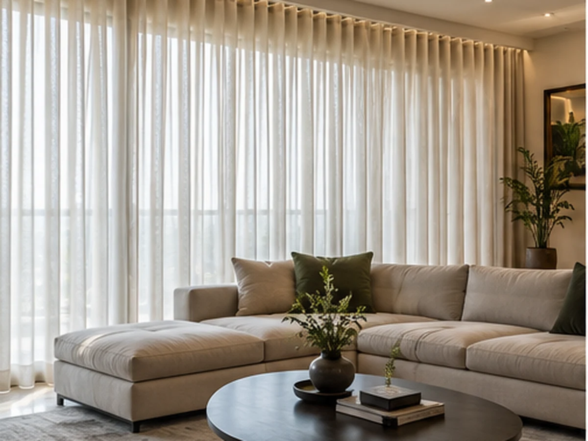 Curtains at balcony opening