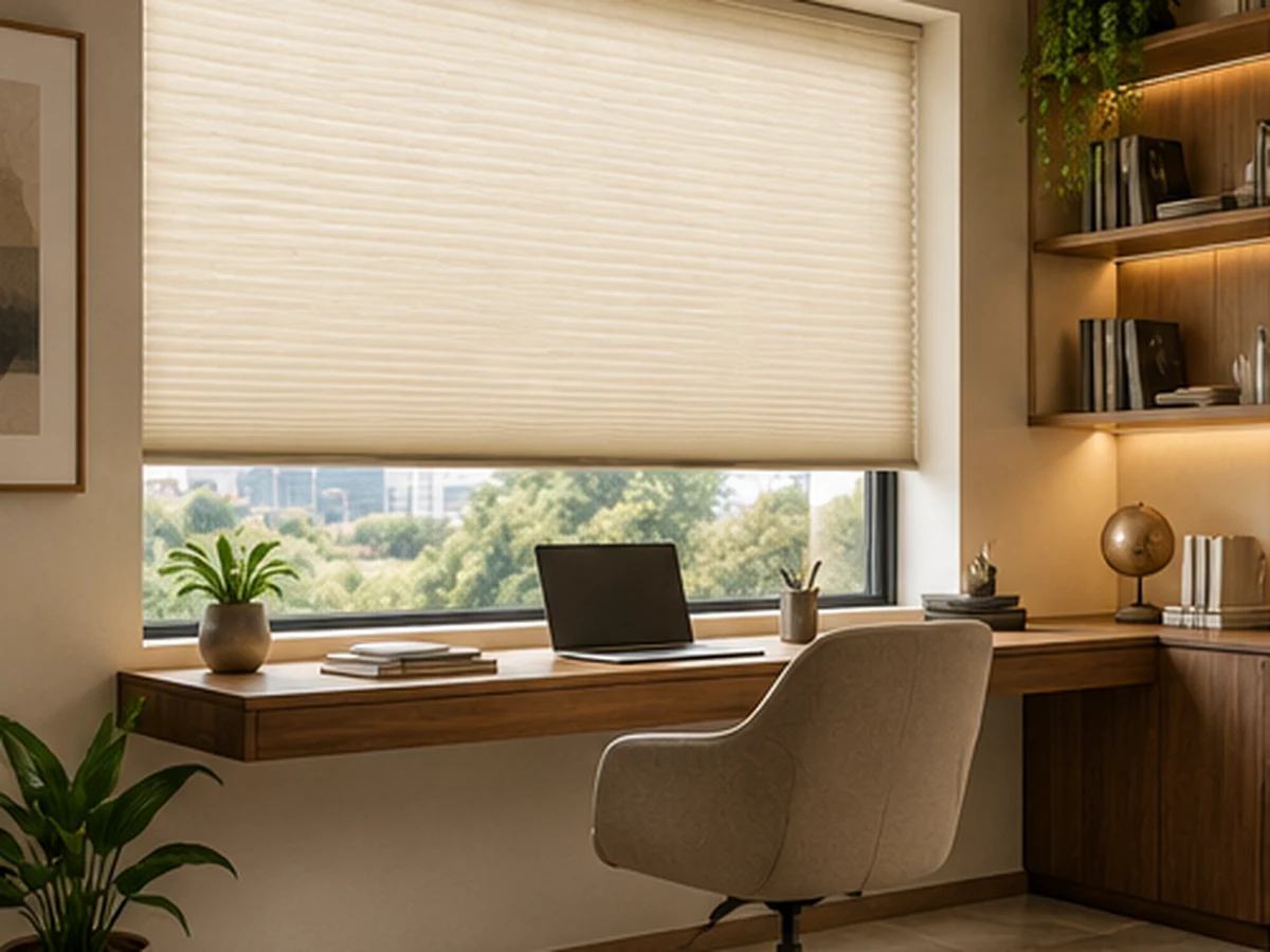 Honeycomb Blinds Warm Pleat Workspace