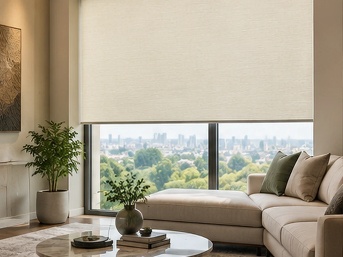 Roller blinds in modern living room