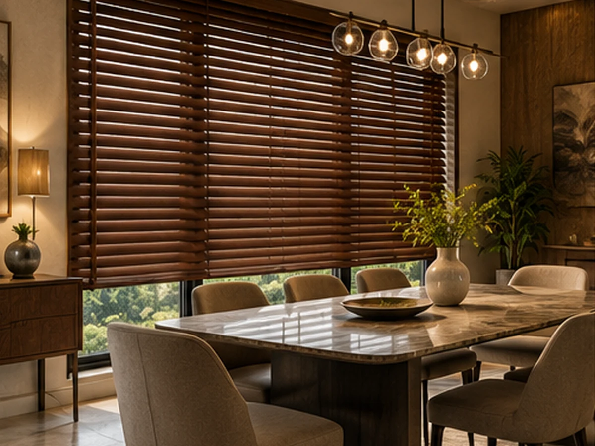 Wooden Blinds Rich Walnut Dining