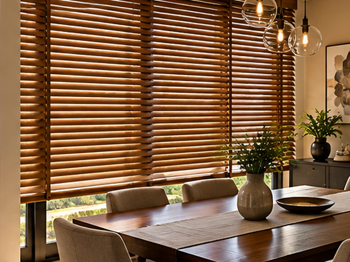 Wooden Blinds Honey Wood Dining