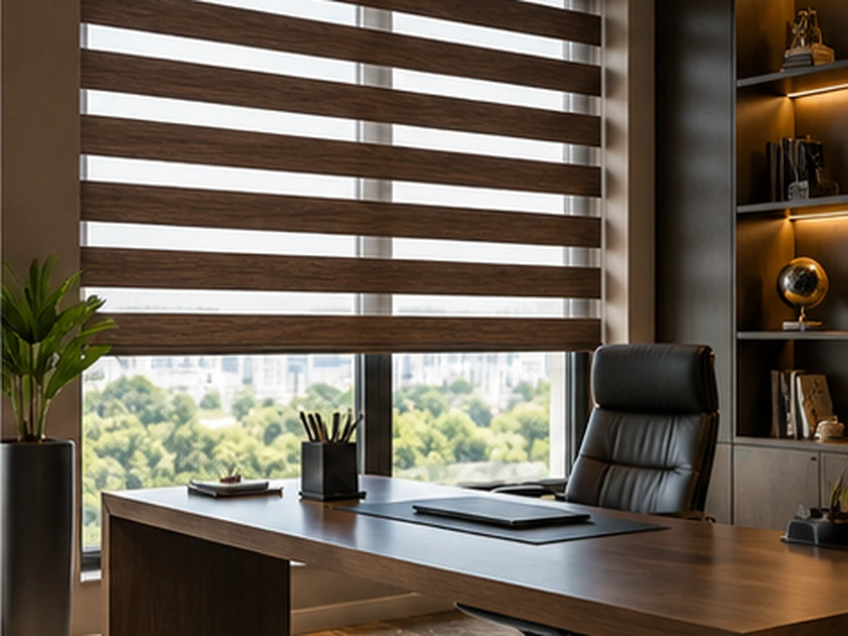 Zebra Blinds Walnut Office